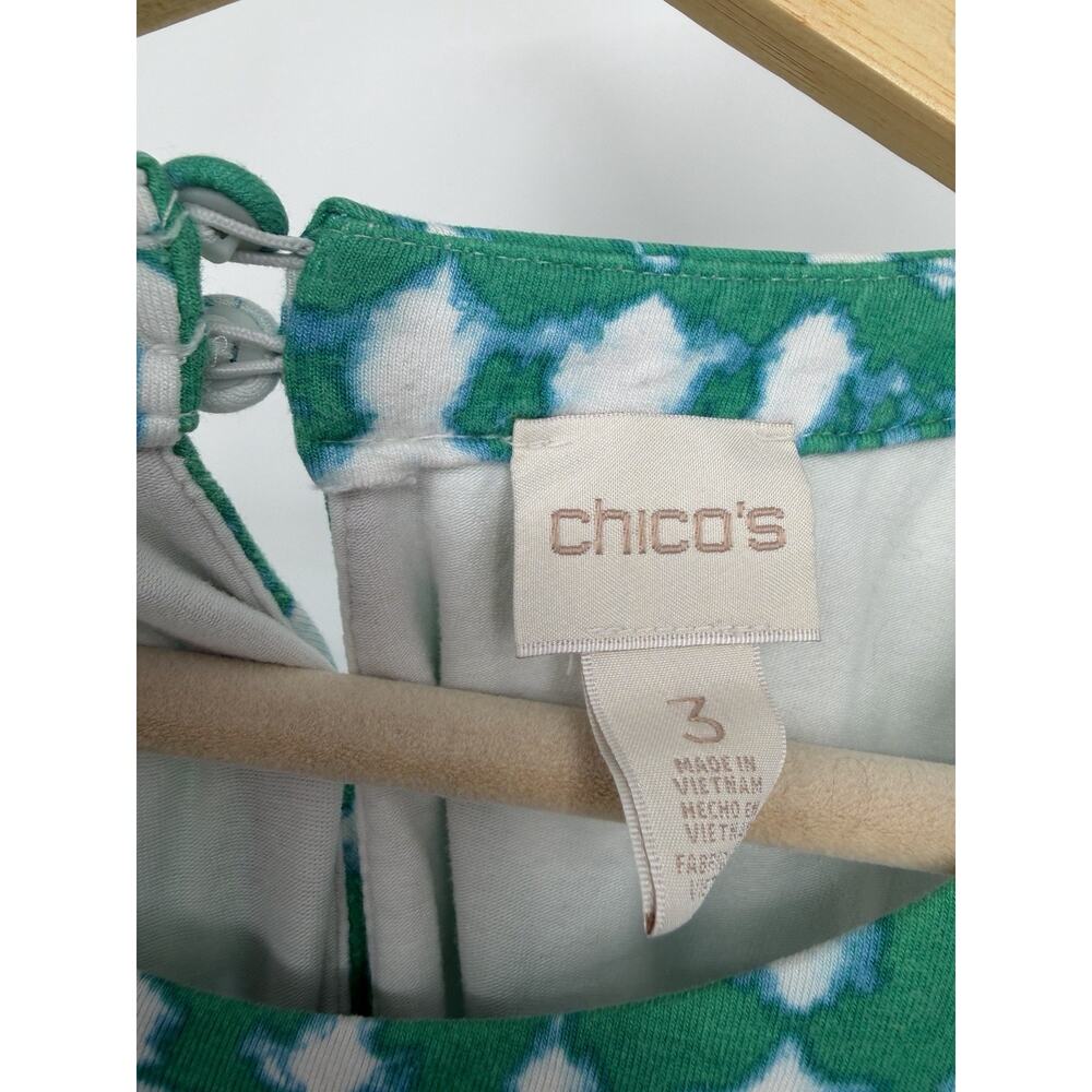 Chico’s Size XL Green White Abstract Tie Dye Halter Neck Layered Maxi Dress - Picture 7 of 9